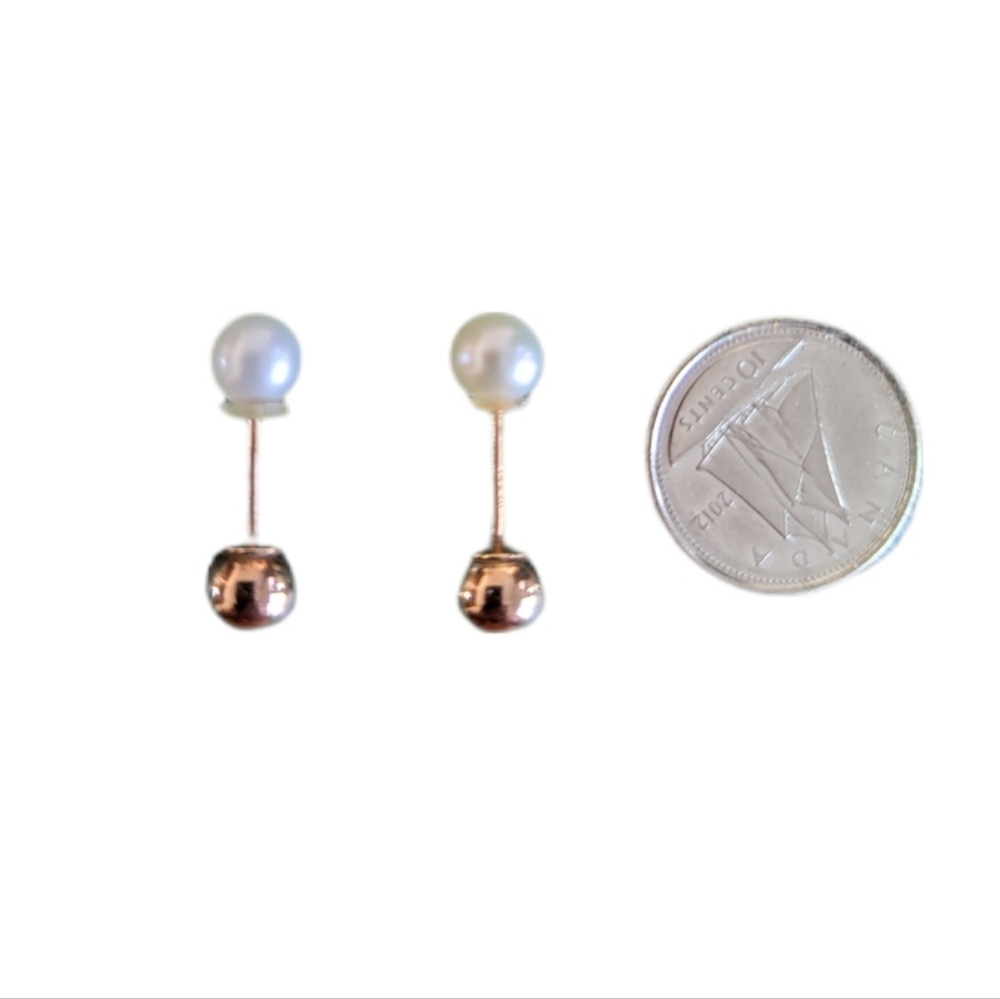Gold* Ball & Pearl Double Sided Earrings - One Pair, Two Looks!